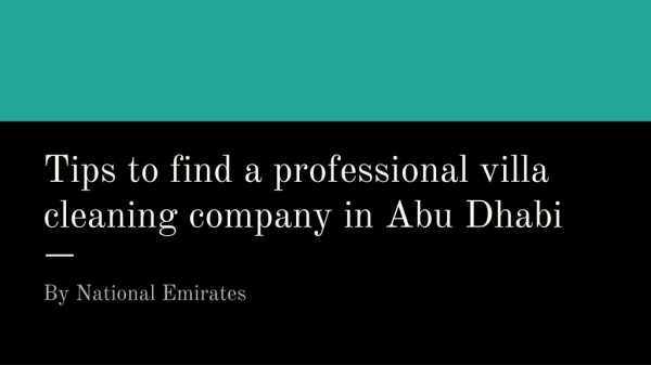 Villa Cleaning Company in Dubai - National Emirates UAE