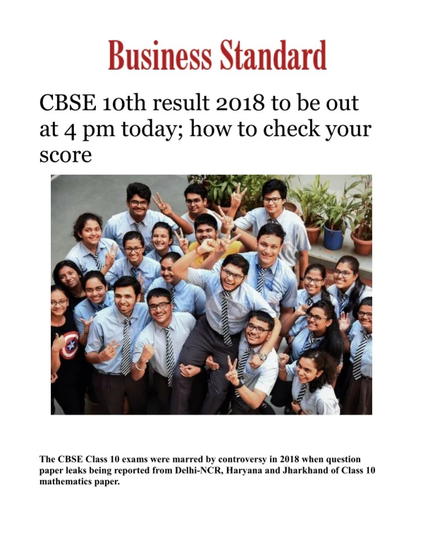 CBSE 10th result 2018 to be out at 4 pm today; how to check your score