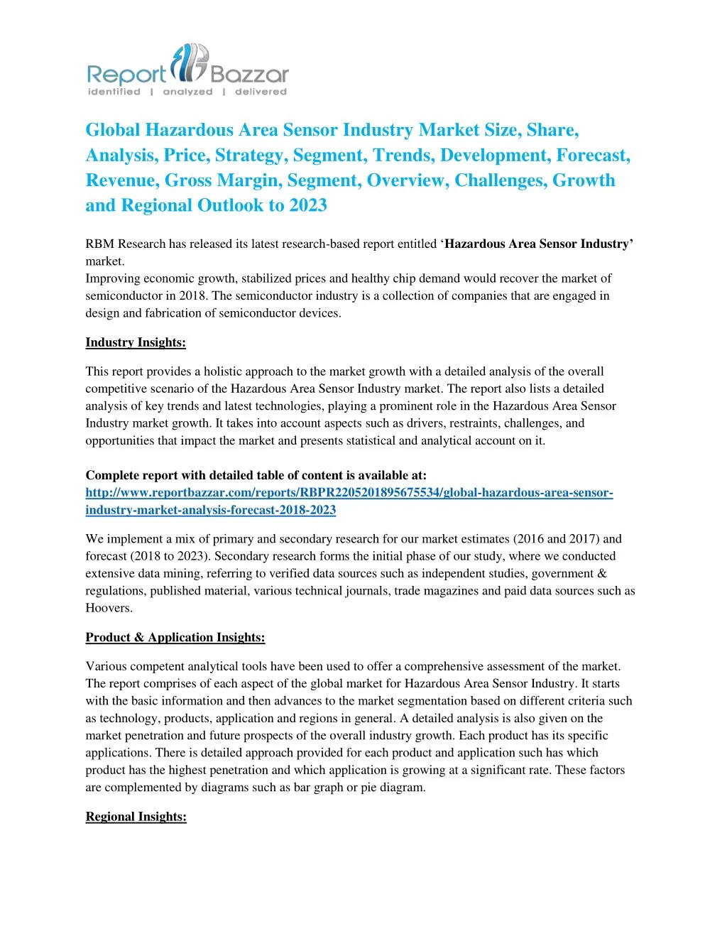 global hazardous area sensor industry market size