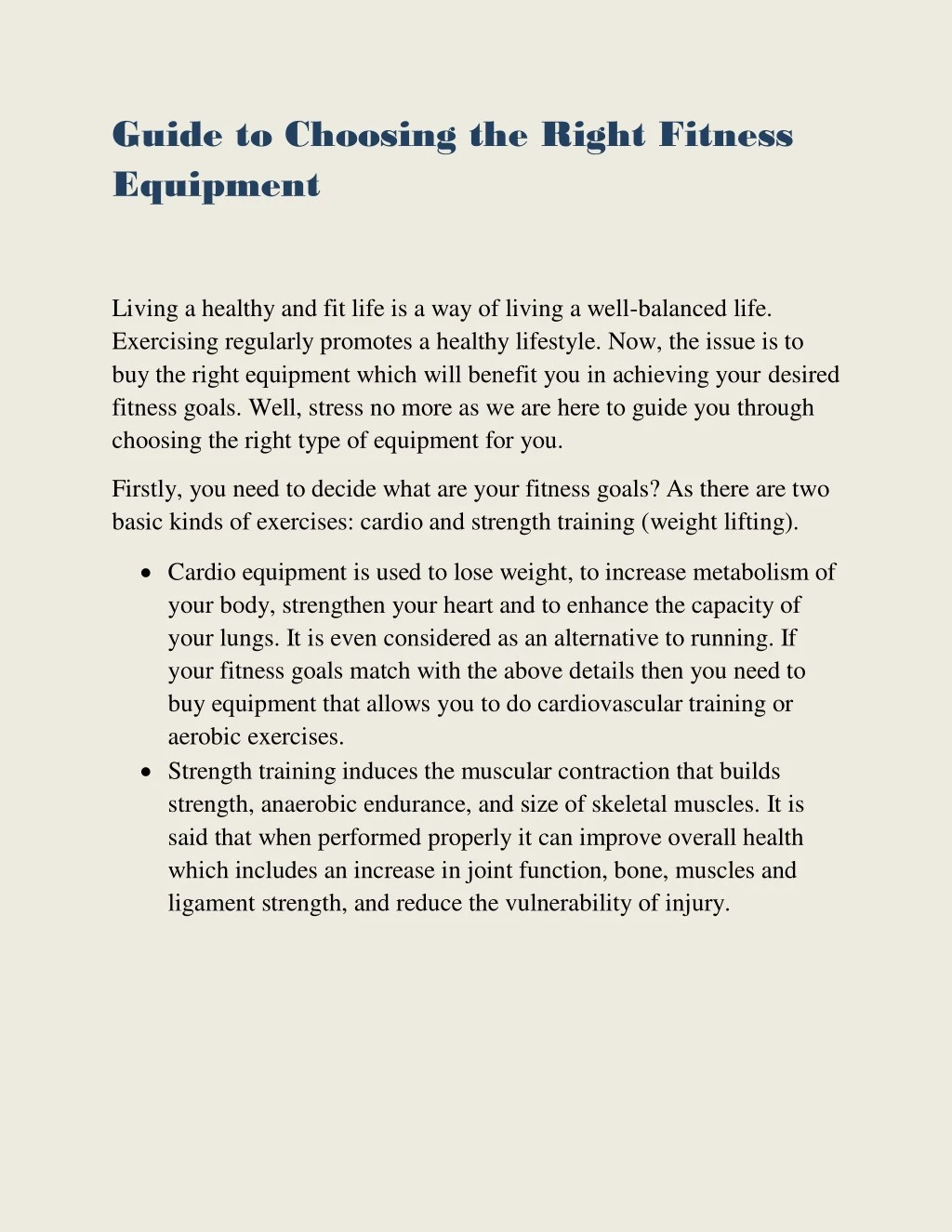 guide to choosing the right fitness equipment
