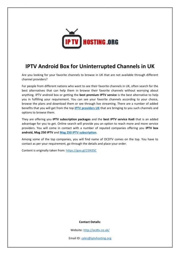 IPTV Android Box for Uninterrupted Channels in UK
