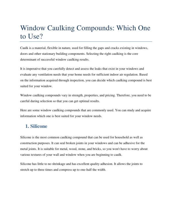 Window Caulking Compounds: Which One To Use?