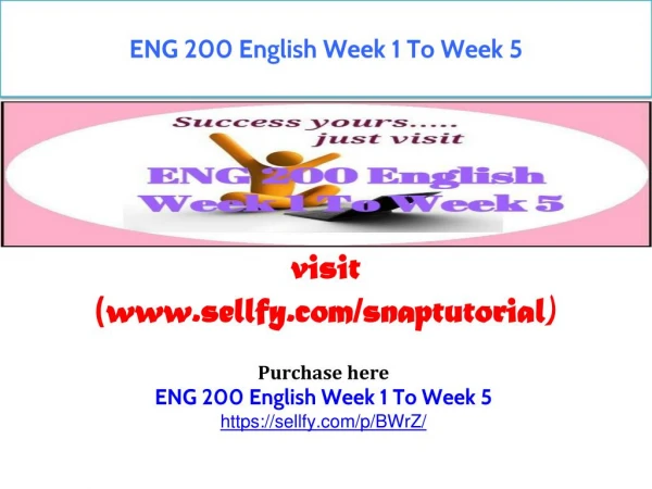 ENG 200 English Week 1 To Week 5
