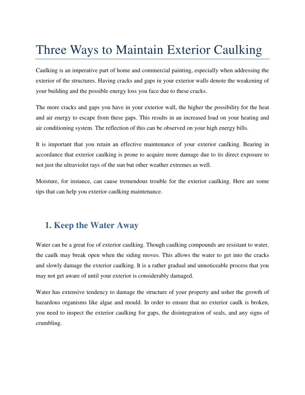 three ways to maintain exterior caulking