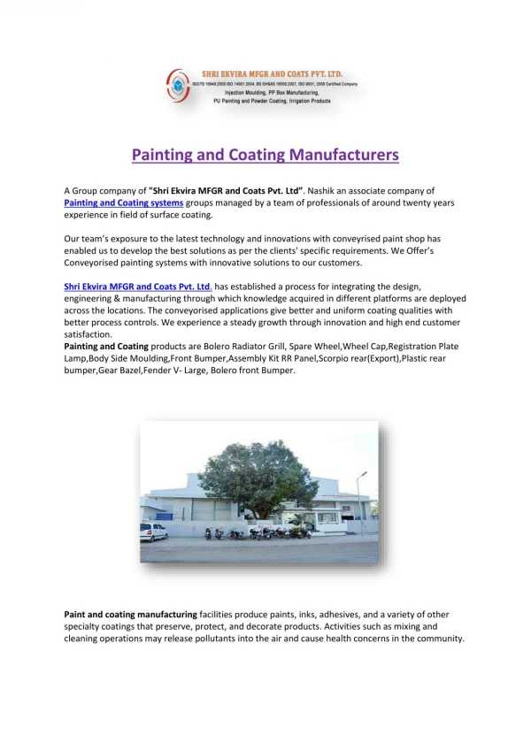 Painting and Coating Manufacturers