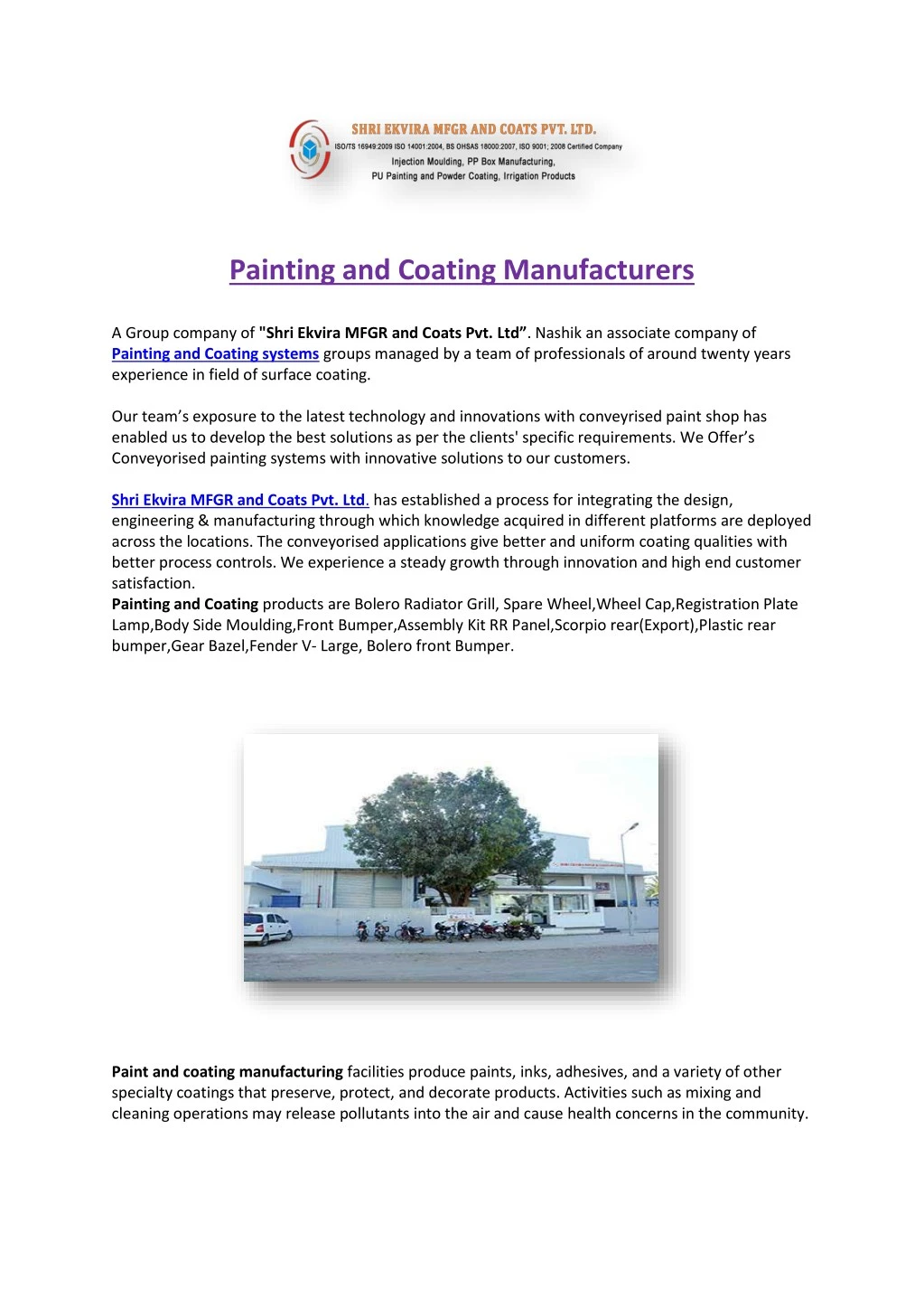 painting and coating manufacturers