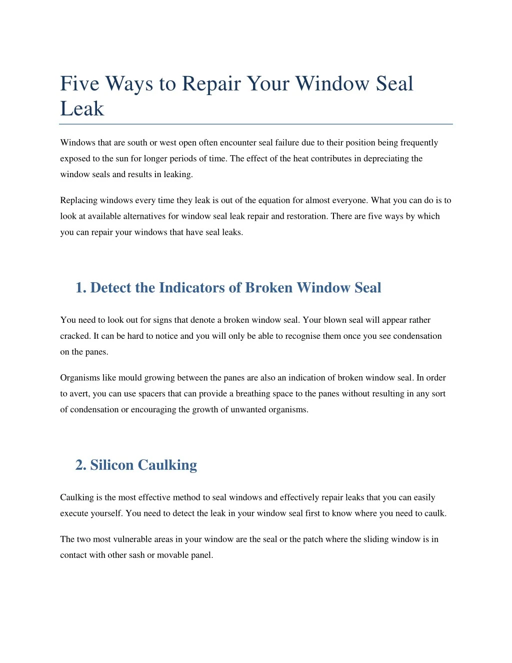 five ways to repair your window seal leak