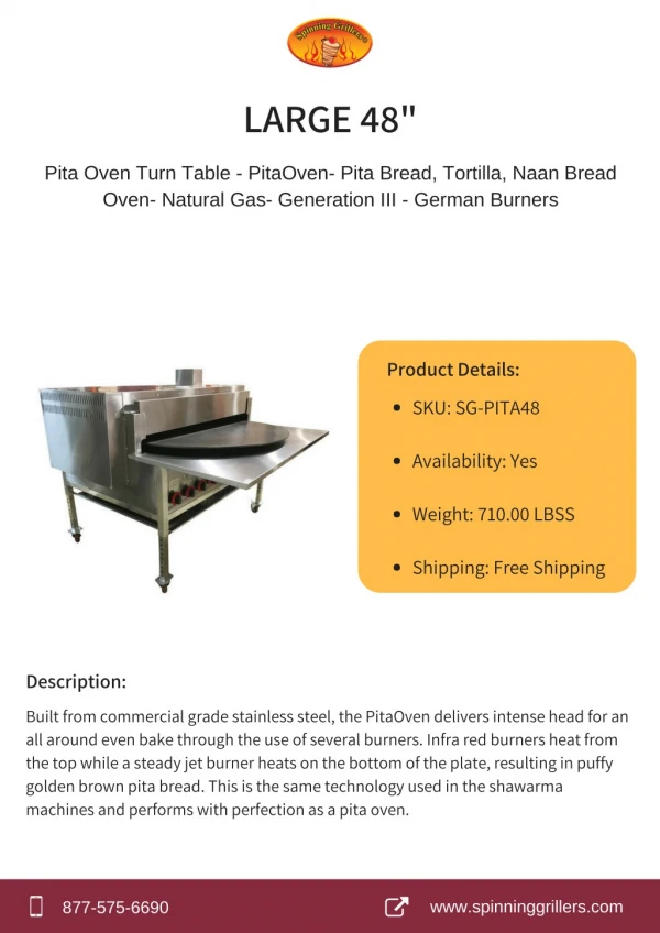 Large 48" Pita Oven Turn Table