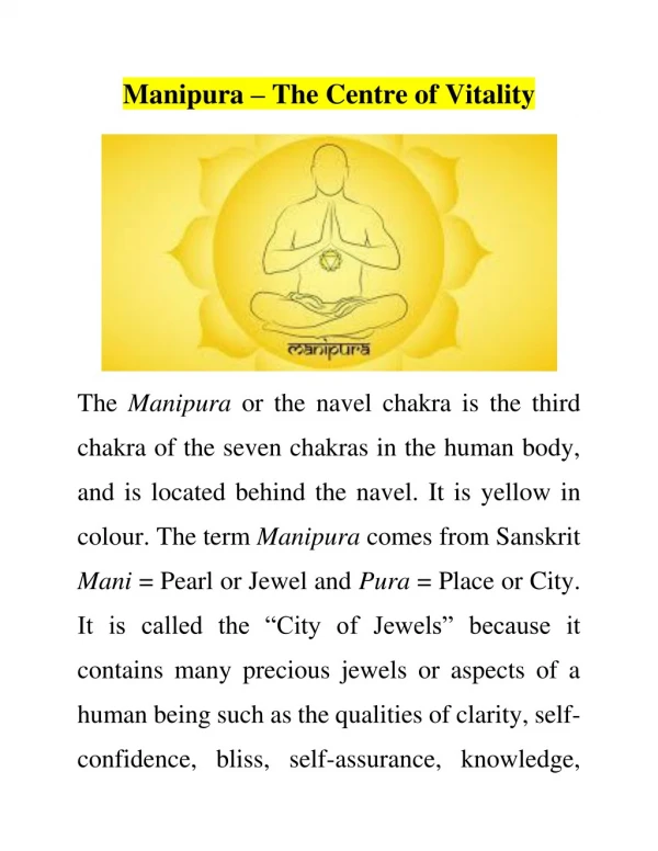 Manipura – The Centre of Vitality
