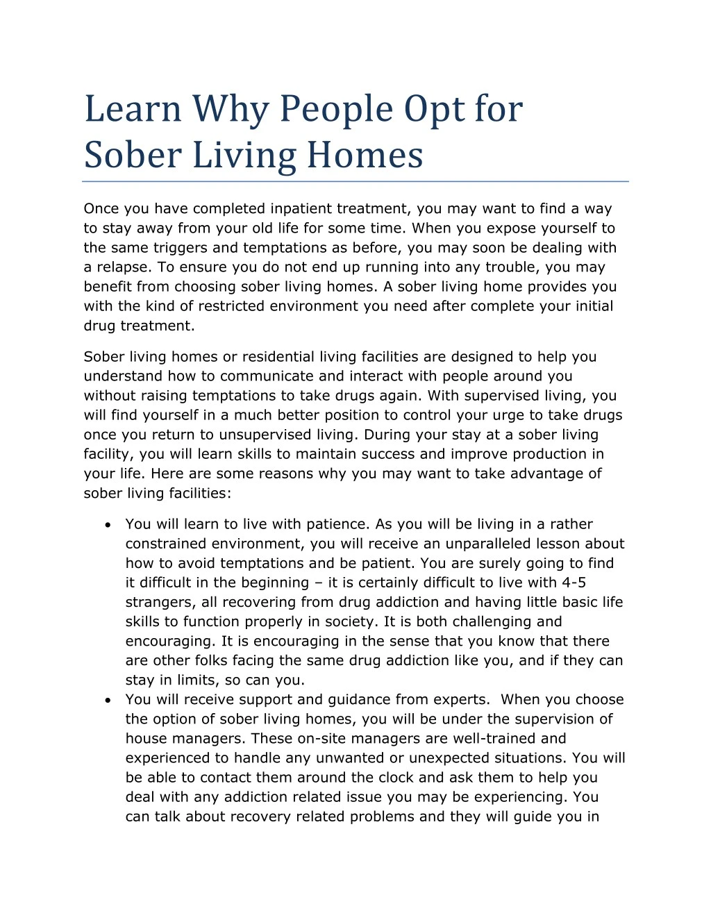learn why people opt for sober living homes