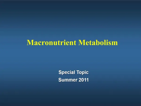 Macronutrient Metabolism