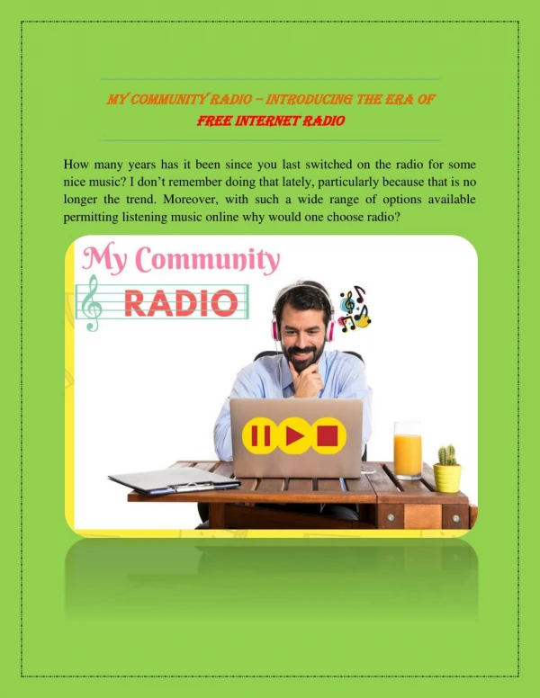 My Community Radio â€“ Introducing the Era of Free Internet Radio