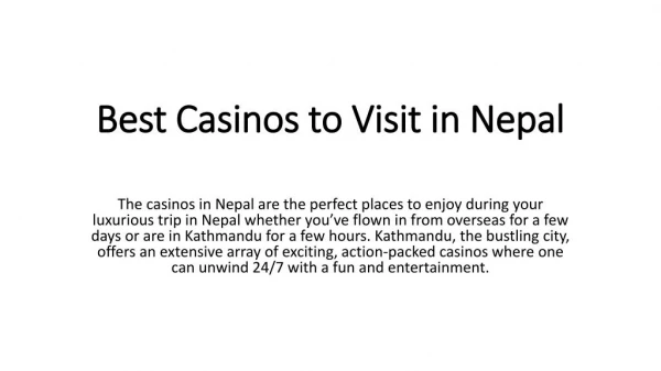 Best Casinos to Visit in Nepal