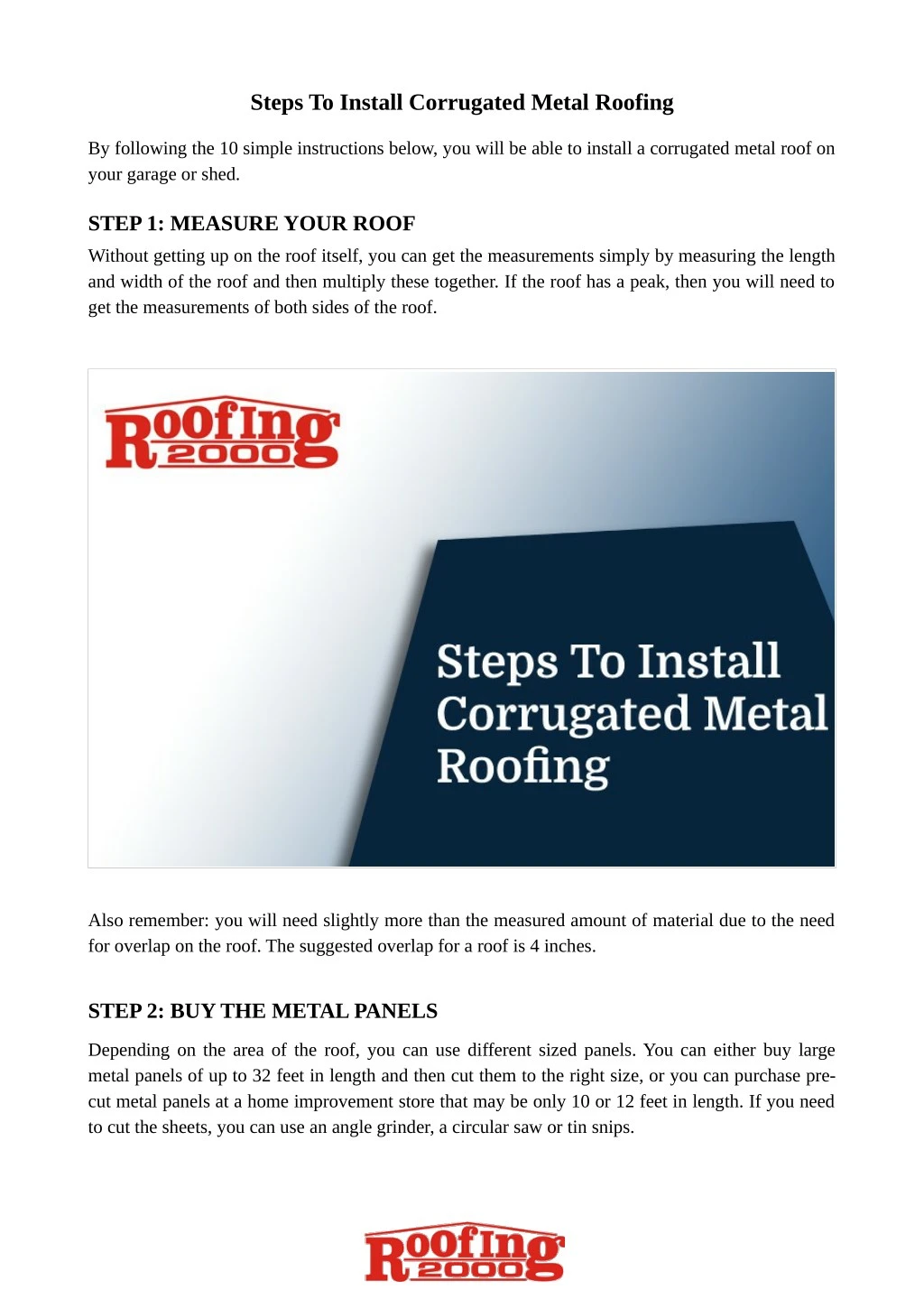steps to install corrugated metal roofing