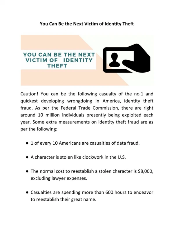 You Can Be the Next Victim of Identity Theft