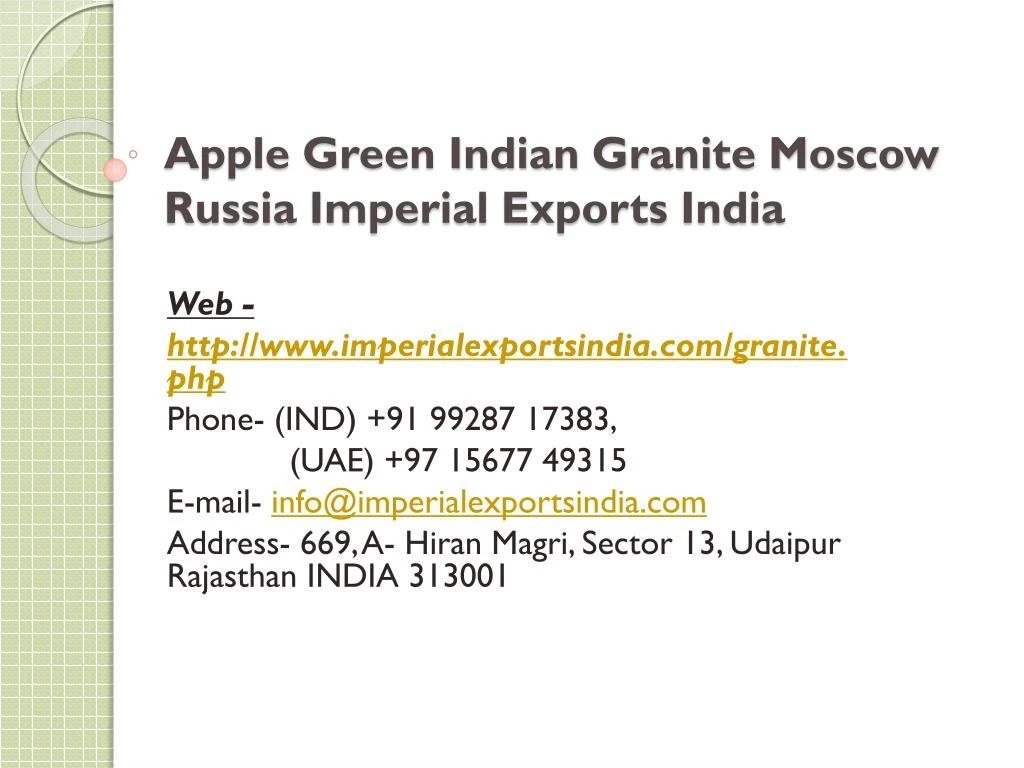 apple green indian granite moscow russia imperial exports india