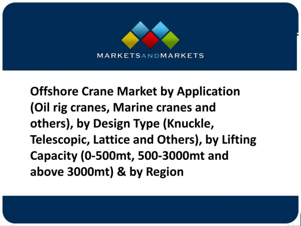 Offshore Crane Market Global Forecast To 2020- End-User and Regional Analysis