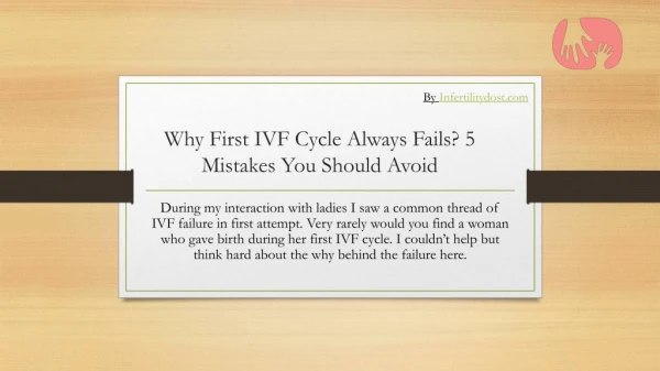 Why First IVF Cycle Always Fails? 5 Mistakes You Should Avoid