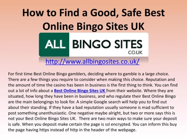 How to Find a Good, Safe Best Online Bingo Sites UK