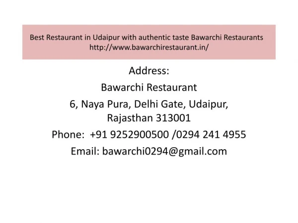 Best Restaurant in Udaipur with authentic taste Bawarchi Restaurants