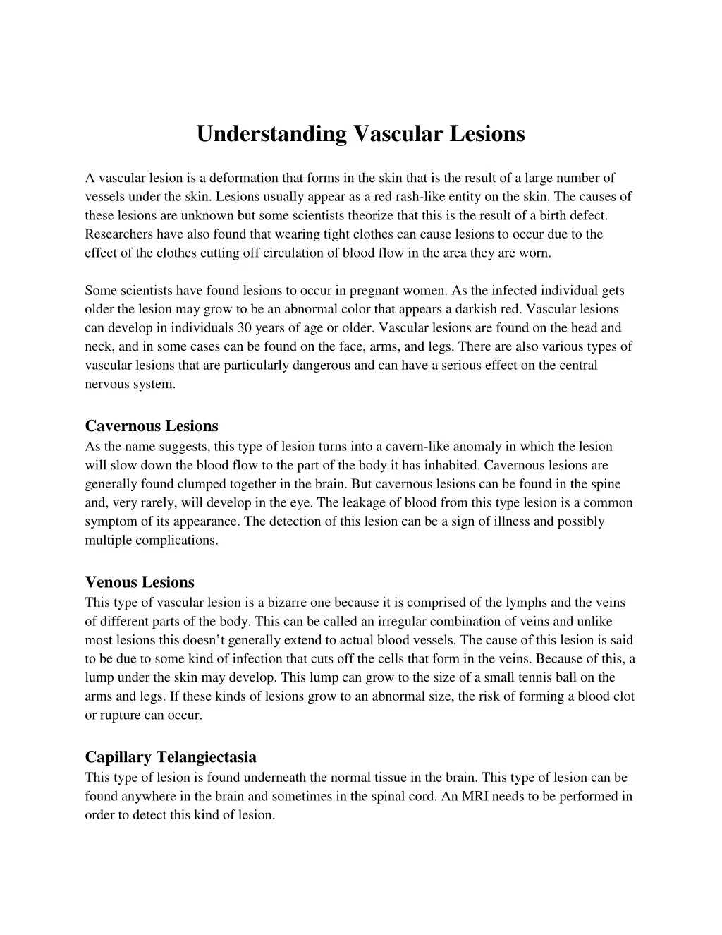 understanding vascular lesions