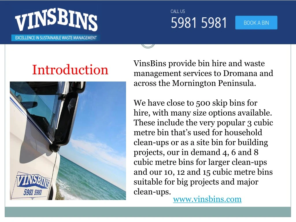 vinsbins provide bin hire and waste management