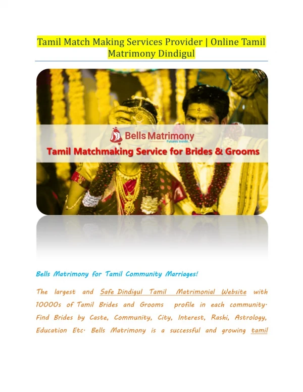 Tamil Match Making Services Provider | Online Tamil Matrimony Dindigul