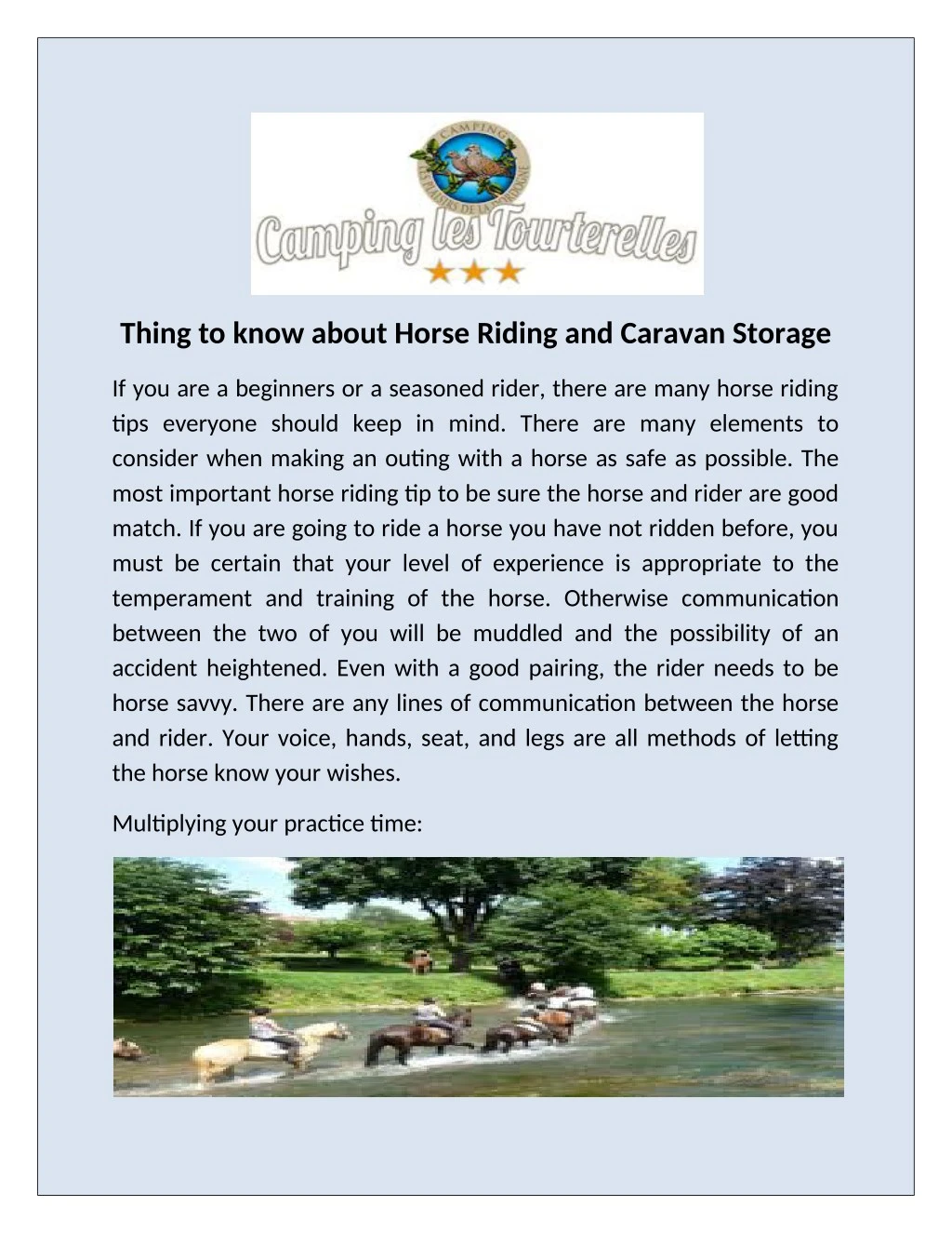 thing to know about horse riding and caravan
