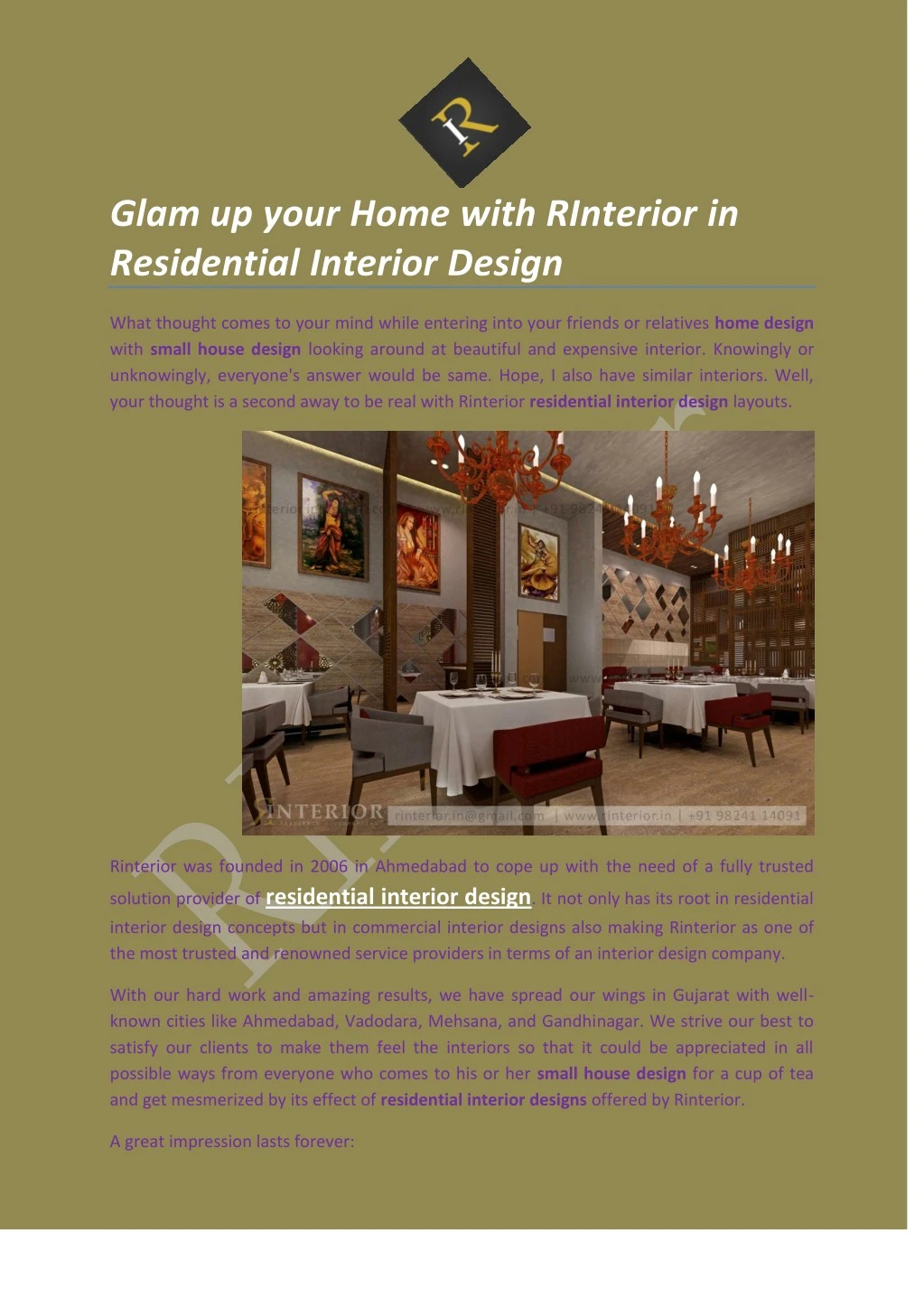 glam up your home with rinterior in residential