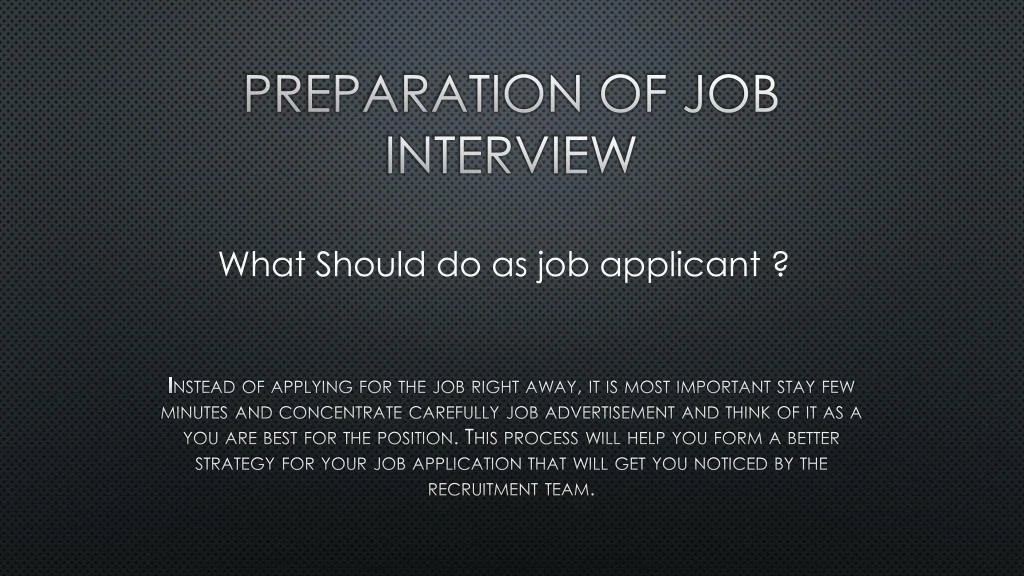 preparation of job interview