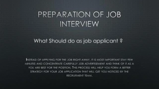 Preparation of Job interview - slide 1