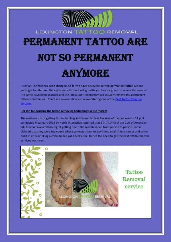 Permanent Tattoo Are Not So Permanent Anymore