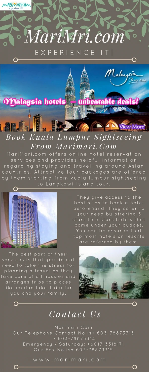 Book Kuala Lumpur Sightseeing From Marimari.Com