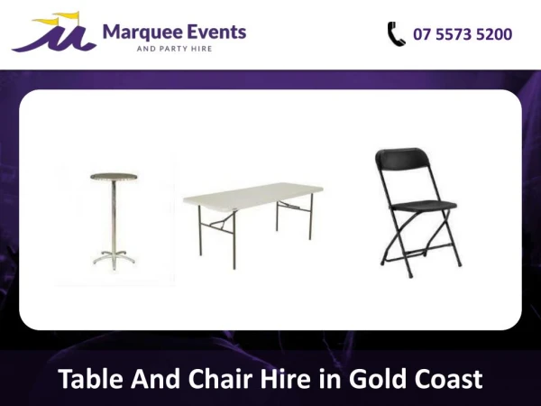 Table And Chair Hire in Gold Coast