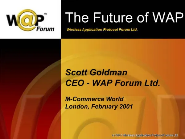 Scott Goldman CEO - WAP Forum Ltd. M-Commerce World London, February 2001
