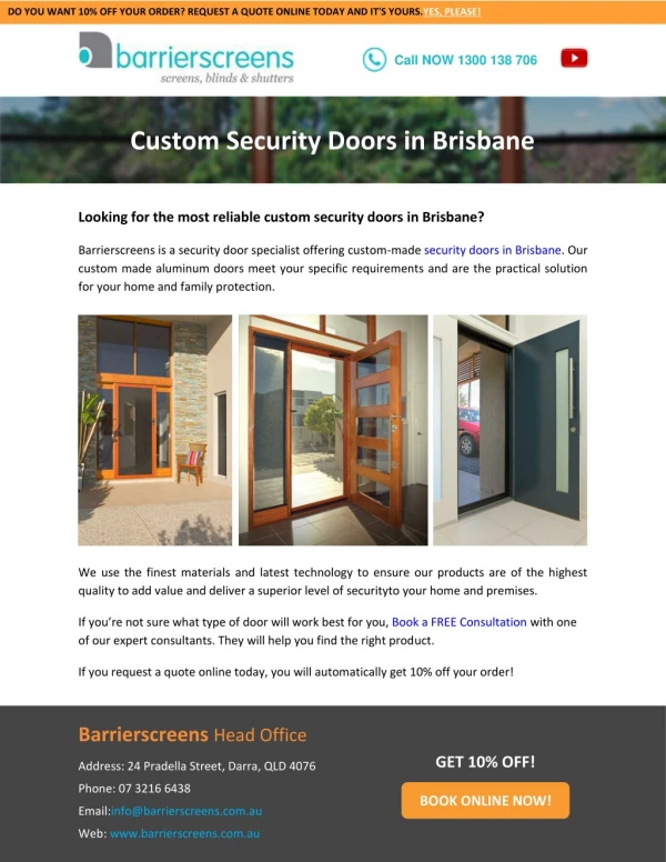 Custom Security Doors in Brisbane