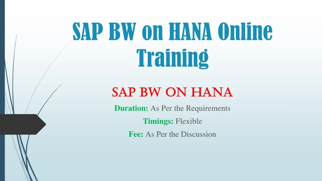 sap bw on hana online training
