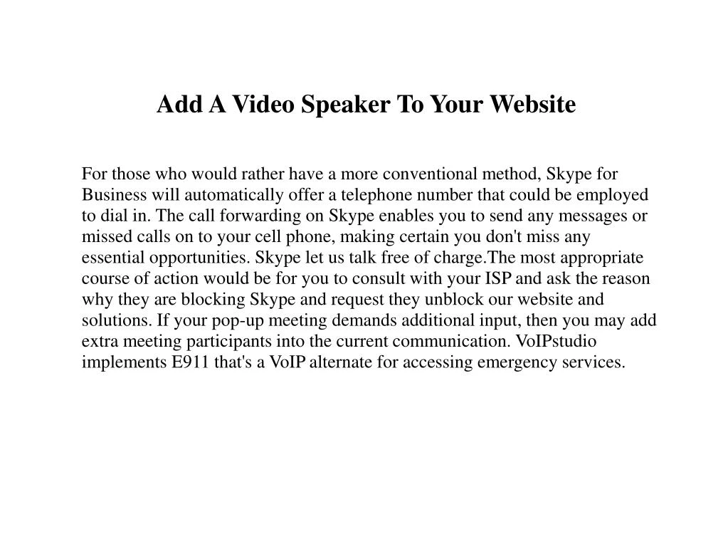 add a video speaker to your website