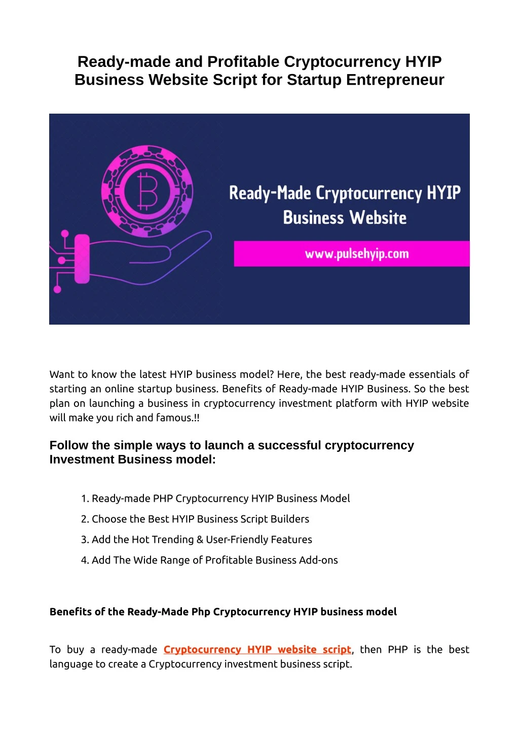 ready made and profitable cryptocurrency hyip