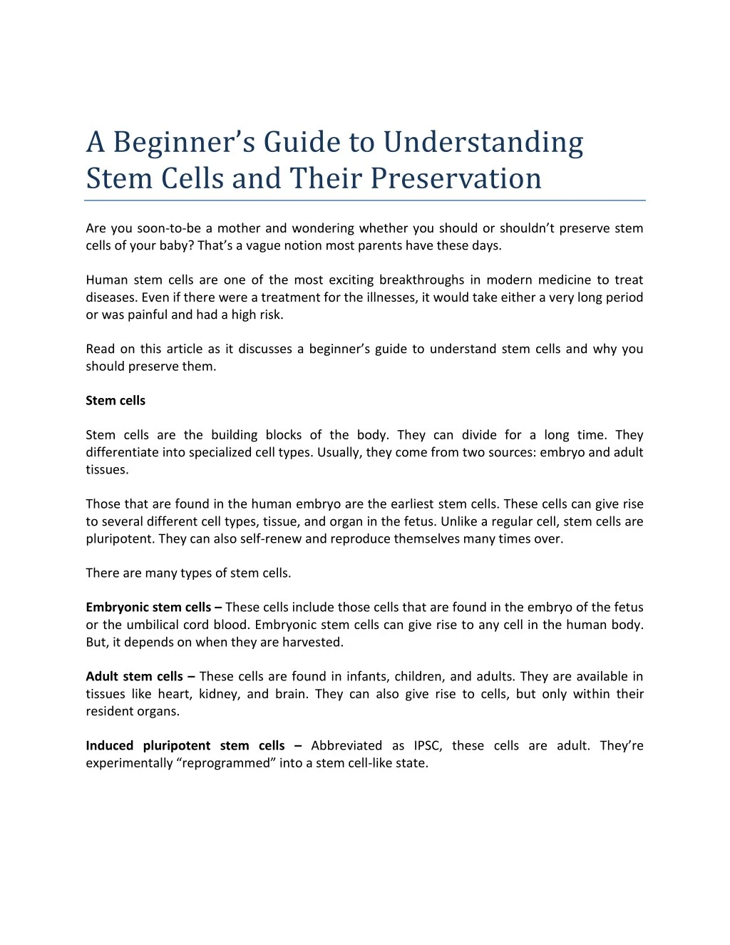 a beginner s guide to understanding stem cells