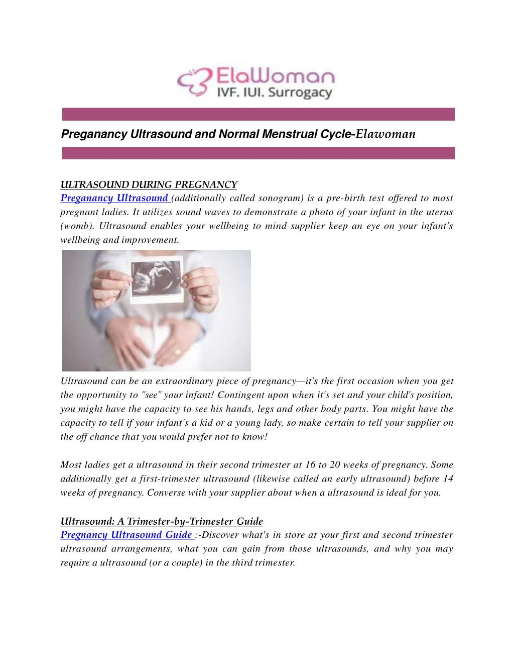 preganancy ultrasound and normal menstrual cycle