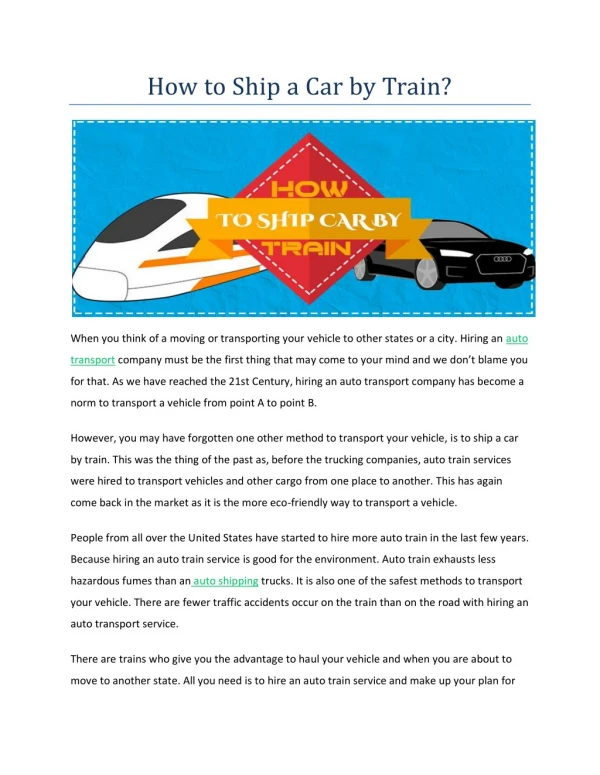 How to ship a car by a Train