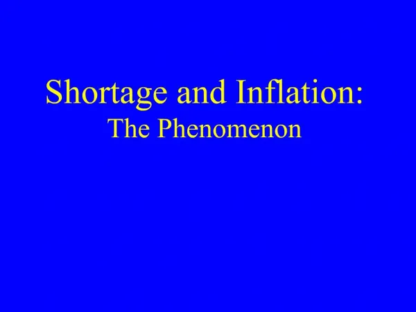 Shortage and Inflation: The Phenomenon