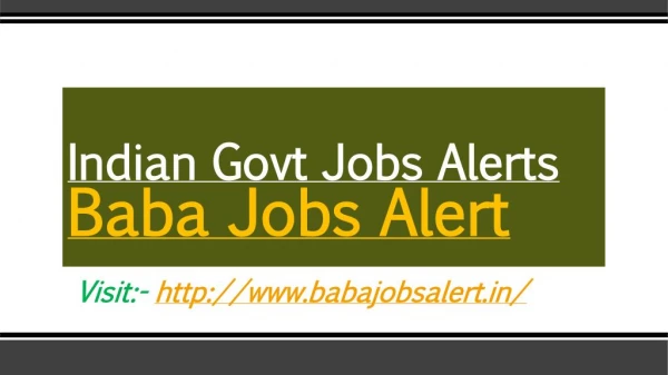 Indian Govt Jobs Alerts | Baba Jobs Alert
