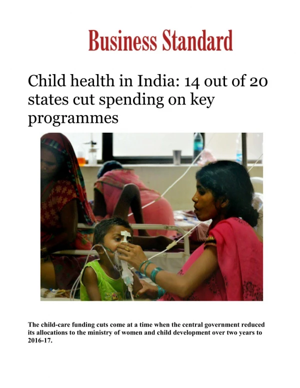 Child health in India: 14 out of 20 states cut spending on key programmes