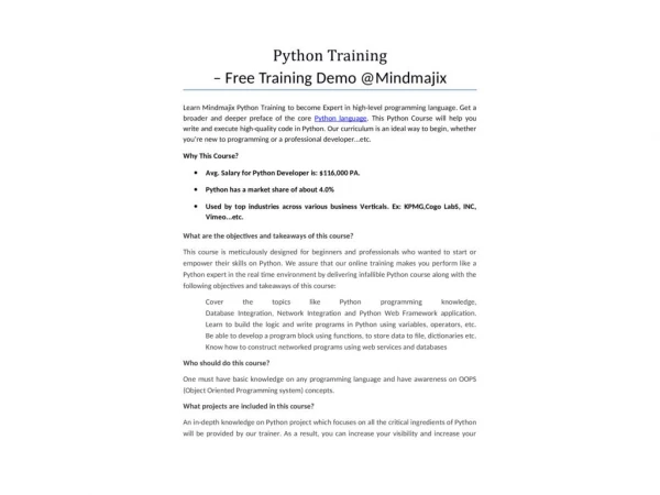 Online Python Training by Experts Register Now