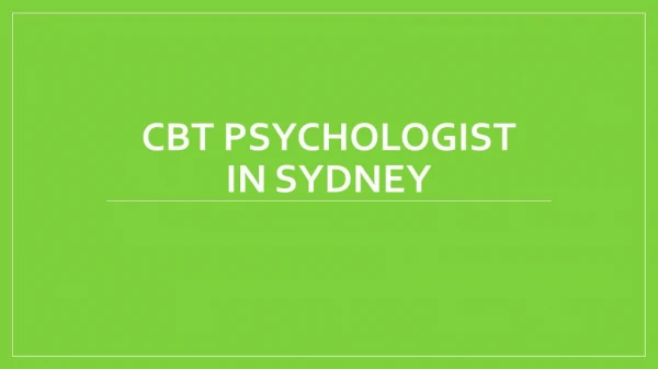 CBT Psychologist in Sydney