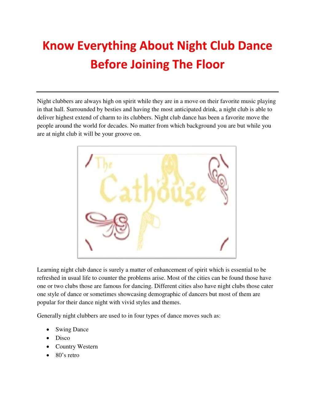 know everything about night club dance before
