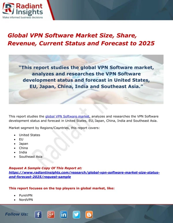Global VPN Software Market Size, Share, Revenue, Current Status and Forecast to 2025