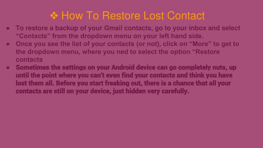 how to restore lost contact